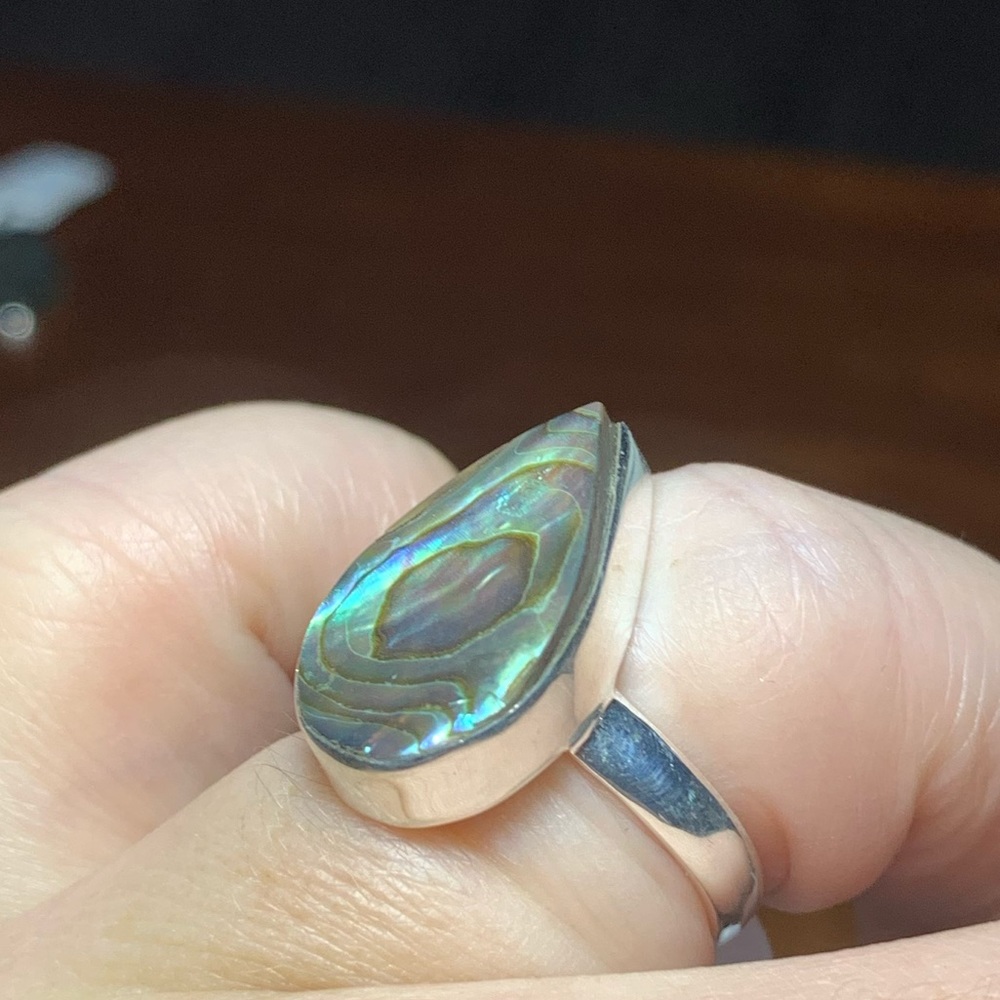 Solid Sterling Silver Abalone Ring - image 7